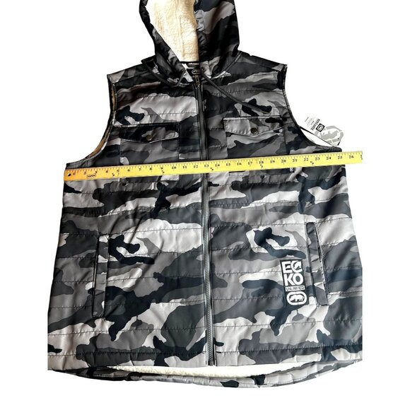 Ecko Unltd Mens Camouflage Hooded Vest Sherpa Lining Sleeveless Full-Zip Size XL - Picture 13 of 14